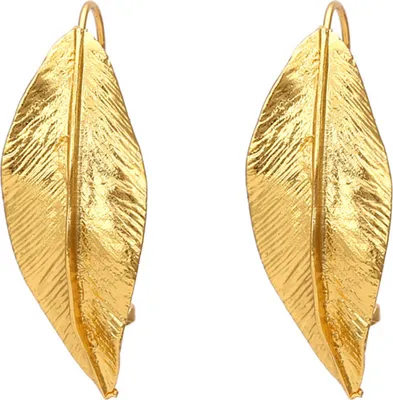 Produktbild von 1 Paar Piercing-Ohrringe in lebendigen, leuchtenden Farben, Retro-Metall-Blatt-Ohrringe, Schmuck, Geschenk-Golden
