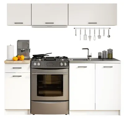Immagine prodotto di Cucina lineare da 180 cm con piano di lavoro, 6 ante e 1 cassetto. Cucina componibile, 5 elementi