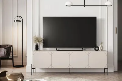 Zdjęcie produktu dla NOWOCZESNA SZAFKA RTV 200 CM salon KOMODA półka stolik TV kaszmir mat 4d1sz