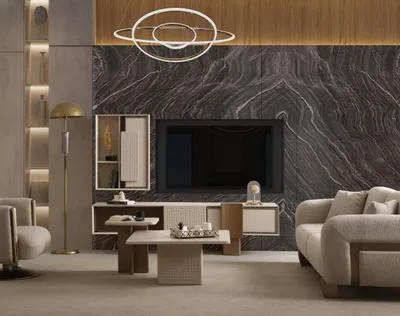 Immagine prodotto di Elegante set da salotto beige: console TV, tavolino da caffè, mobili da salotto