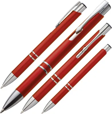 Produktbild von 10 Kugelschreiber aus Kunststoff / Farbe: rot