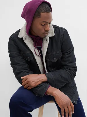 Produktbild von GAP Herren Jeansjacke mit Sherpa-Futter, klassischer Schnitt, Brust- und Seitentaschen, Größe S