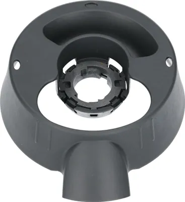 A close-up, top-down view of a gray plastic base for a kitchen appliance.