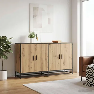Image de vidaXL Meuble de rangement latéral, chêne artisanal, 134 x 35 x 76 cm, panneaux de particules