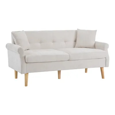 Produktbild von Merax 2-Sitzer Doppelsofa mit dicken Kissen, Holzbeinen und Armlehne, 162x74x77 cm, Polstersofa Sofa aus Chenille-Stoff für Wohnzimmer/Schlafzimmer
