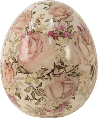 Immagine prodotto di Figurina uovo Clayre & Eef Ø 14x16 cm Fiori in Vetroceramica rosa