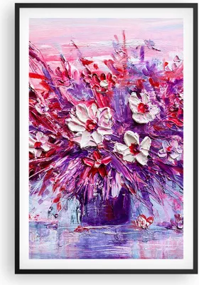 Produktbild von Gerahmtes Poster - Schwarzer Rahmen - Pastos Blumen Rosa - 61x91,5 cm - Wand Bild - Wanddeko - Wandbilder - Kunstposter - Wandposter - Bilderrahmen - Bilder - Kunstdruck - P2BPA61x91-4530