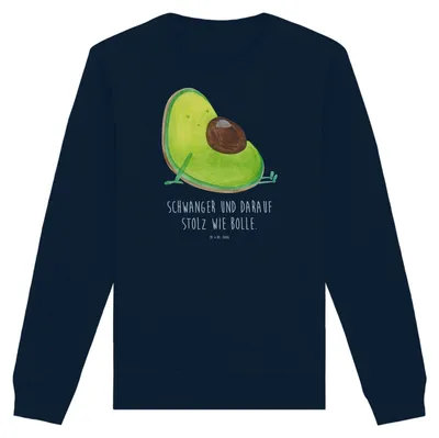 Produktbild von Mr. & Mrs. Panda Baumwoll Sweatshirt Avocado Schwangerschaft Größe XS - French Navy - Geschenk, Liebe, Bio-Pullover, Pullover, Sweater, Babyshower, Pulli, Nachhaltiger