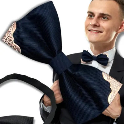 Obrázek produktu pro Námořnicky modrý nastavitelný motýlek pro muže, elegantní s ozdobou