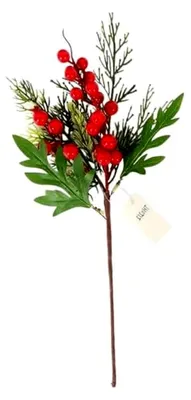 Produktbild von Künstliche Tannenzweige für die Weihnachtsdekoration mit roten Beeren