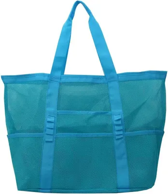 Produktbild von Große, multifunktionale Familien-Strandtasche aus Netzgewebe für den Urlaub, mit wasserdichter Außentasche