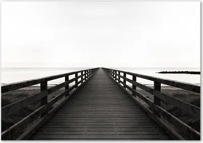 Produktbild von Tulup® Leinwandbild - 100x70 cm - Wandkunst - Drucke auf Leinwand - Leinwanddruck  - Sehenswürdigkeiten & Architektur - Schwarzweiß - Hölzerner Pier