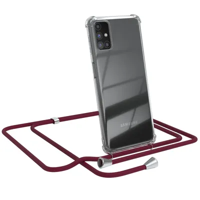 Produktbild von EAZY CASE Handykette kompatibel mit Samsung Galaxy M31s, Handyhülle mit Umhängeband, Handykordel, Schutzhülle Clear, Band in Rot