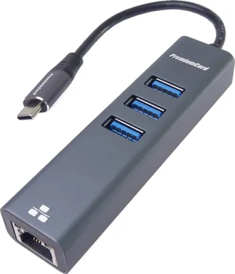 Immagine prodotto di Adattatore PremiumCord da USB-C a Gigabit 10/100/1000Mbps + 3x connettore USB3.0
