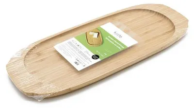Produktbild von SUNCHA Schneidebrett Bambustablett ellipsenfoermig Servierplatte Serviertablett Snacktablett Frühstückstablett Tablett Bambus 160×390×17mm