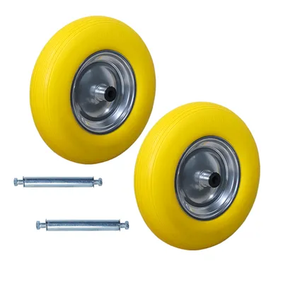 Produktbild von Schubkarrenrad Vollgummi Polyurethan4.80/4.00-8 Reifen pannensicher 2x "H" mit Achse