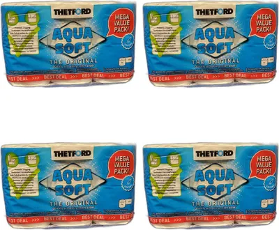 Produktbild von 4 x Thetford Toilettenpapier Aqua Soft Campingtoilettenpapier Sondergröße 6 Rollen