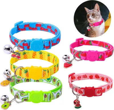 Productafbeelding van Kattenhalsbanden set van 5, verstelbaar, fruitstijl, voor kittens