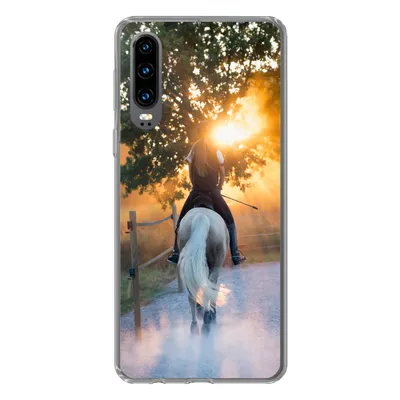 Produktbild von MuchoWow® Handyhülle Schutzhülle Hülle für Huawei P30 Pferd - Sonne - Sand Silikon Softcase Handy Hülle - Kartenbesitzer