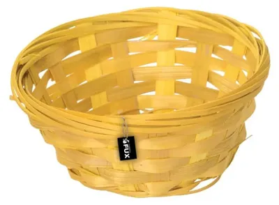 Produktbild von Bambusschale rund gelb kleine geflochtene Dessertschale Ø13.5cm
