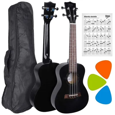 Produktbild von V-TONE UK23 BK 23" Schwarze Akustik-Konzert-Ukulele + Koffer