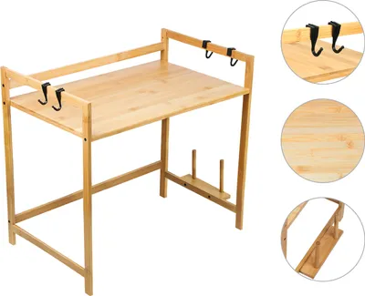 Produktbild von Mikrowellenhalter aus Bambus Küchenregal Mikrowelle Regale Rack Organizer 55x35x42cm