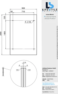 Obrázok produktu pre Glaszentrum Hagen 200x90 cm Sklenena striska Cire BK-V