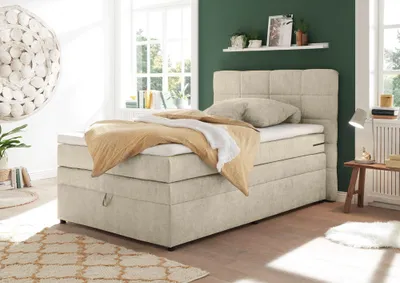 Produktbild von Boxspringbett 140x200 cm Jugendbett mit Bettkasten Hotelbett in Soro sand TEREZIN-09