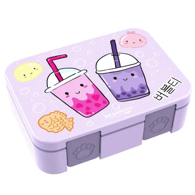 Produktbild von Brotdose mit Fächern, auslaufsicher -BubbleTea lila 650ml