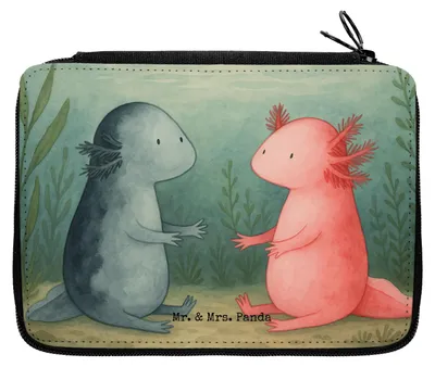 Produktbild von Mr. & Mrs. Panda Bleistiftetui Axolotl Liebe Design - Weiß - Geschenk, Valentinstag, Mäppchen, Schlampermäppchen, Lurch, Federtasche, Federmäppchen, Stifteetui