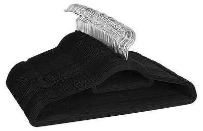 Immagine prodotto di Grucce in velluto, set da 20, colore nero, dimensioni 45 x 23,5 x 0,6 cm