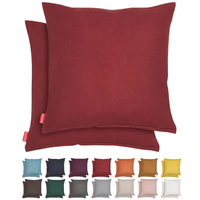 Produktbild von Blumtal 2er Set Kissenbezug 45x45 cm Chenille - Kuscheliges Sofakissen mit verstecktem Reißverschluss,  , weiches Dekokissen, Aurora Red - Rot
