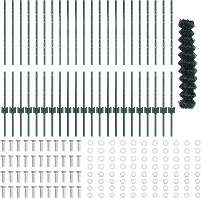 Produktbild von Möbel Kettenzaun mit 22 U-Pfosten Grün 1x25 m Stahl - Zaunzubehör 3336248