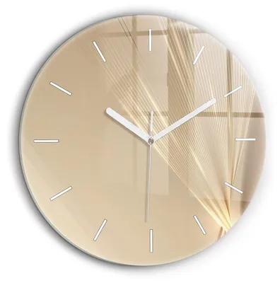 Produktbild von Wallfluent Große Wanduhr – Stilles Quarzuhrwerk - Uhr Dekoration Wohnzimmer Schlafzimmer Küche - Zifferblatt mit Striche - weiße Zeiger - 60 cm - Abstraktes Licht