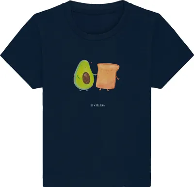 Produktbild von Mr. & Mrs. Panda Babyshirt Avocado Toast 0. - 6. Monat - French Navy - Geschenk,  T-Shirt, Toastbrot, Baby, Kleinkind Shirt, Organic, Hochzeit, Freundin