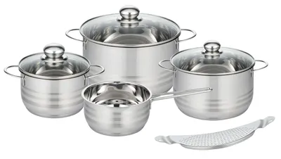 Immagine prodotto di ELO Basic Brillant Set di pentole in acciaio inox con scala graduata Induzione color argento 5 pezzi