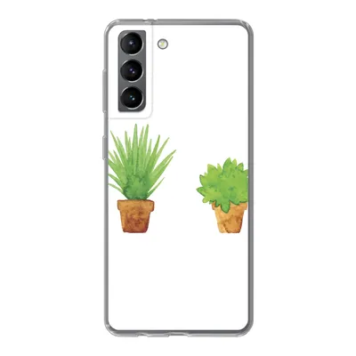 Produktbild von MuchoWow® Handyhülle Schutzhülle Hülle für Samsung Galaxy S21 Blumentopf - Aquarell - Pflanzen Silikon Softcase Handy Hülle - Softcase
