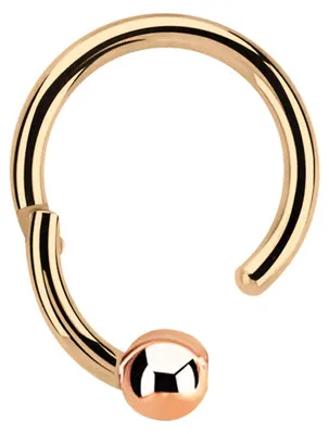 Image de Bague piercing BCR, modèle "Clicker" en rose gold, avec une boule de 3 mm, dimensions 1,2 x 8 mm