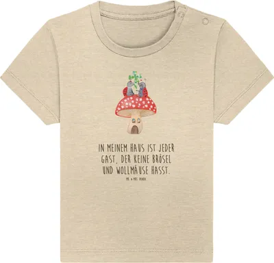 Produktbild von Mr. & Mrs. Panda  T-Shirt Marienkäfer Fliegenpilz 0. - 6. Monat - Natural Raw - Geschenk, Babyshirt, Organic Baby, Kinder, Fleigenpilzhaus, Wohnung, Zuhause, Haus