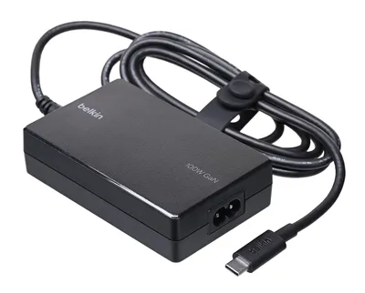 Productafbeelding van Belkin USB-C GaN-voeding, 100W Power Delivery, zwart. Modelnummer: INC016vfBK