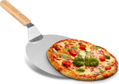 Produktbild von Łopatka do pizzy Łopatka do pizzy ze stali nierdzewnej z drewnianą rączką Łopatka do pizzy idealna również jako łopatka do chleba - Wysokiej jakości łopatka do pizzy wykonana z aluminium i drewna sosnowego ułatwia wyjmowanie pizzy, ciast i chleba z piekarnika