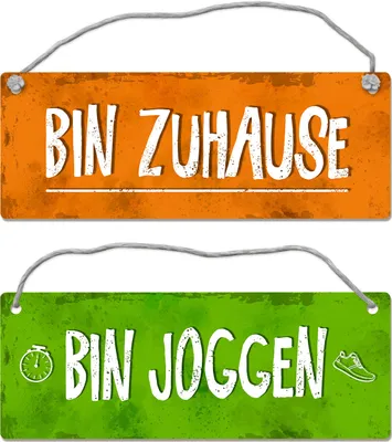 Produktbild von Bin joggen - Bin Zuhause Wendeschild mit Kordel Schild Türschild Türhänger