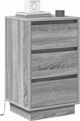 Produktbild von vidaXL Nachttisch mit Schubladen Grau 39 x 34,5 x 65 cm Holzwerkstoff