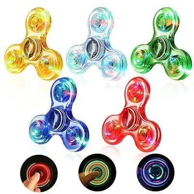 Zdjęcie produktu dla Fidget spinner LED zestaw 5 sztuk świecące kryształy prezent