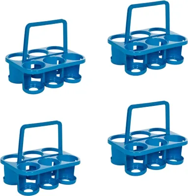 Produktbild von Novaliv 4x Flaschenträger für 24 Flaschen - Stabiler Halt - Getränkekorb Kunststoff, Stapelbar, 32x23x28cm BLAU - Ideal für Küche & Keller Getränkekorb Bierträger Getränketräger Flaschenbox