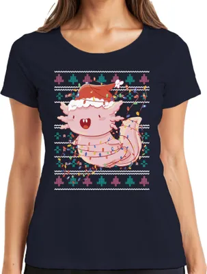 Produktbild von Axolotl Weihnachtsoutfit - Ugly Christmas Sweater Weihnachten Weihnachtsgeschenk Damen T-Shirt, Navy, XL