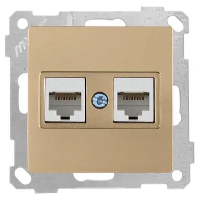 Produktbild von 2-fach Netzwerkdose CAT6 Gold Optik – Unterputz IP20 für Innen – CANDELA