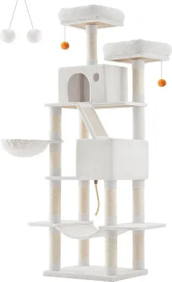 Zdjęcie produktu dla Drapak dla kotów Rootz – drzewko-wieża – wieża drapakowa – konstrukcja z płyty wiórowej – 60 cm x 50 cm x 206 cm