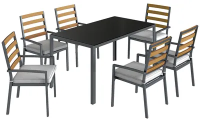 Immagine prodotto di Pezzi Set da Pranzo da Giardino con Tavolo e 6 Sedie Struttura in Acciaio Nero