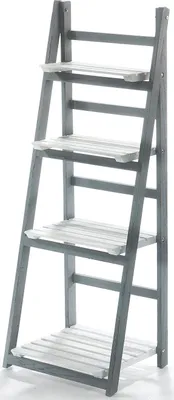 Produktbild von Lockardi Leiterregal im Used Look - WHITE GREY - 4 Böden - Weiß-Grau Dekoregal Bücherregal Regale Wohnzimmerregal Standregal mit Ablagen Küchenregale